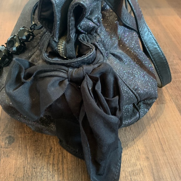 Rare Juicy Couture black glitter shoulder bag bows - Picture 3 of 5